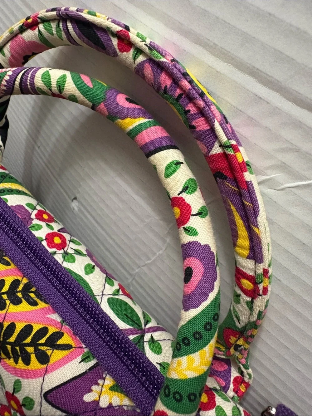 Vera Bradley Quilted Floral Laptop Tote in Purple and Green